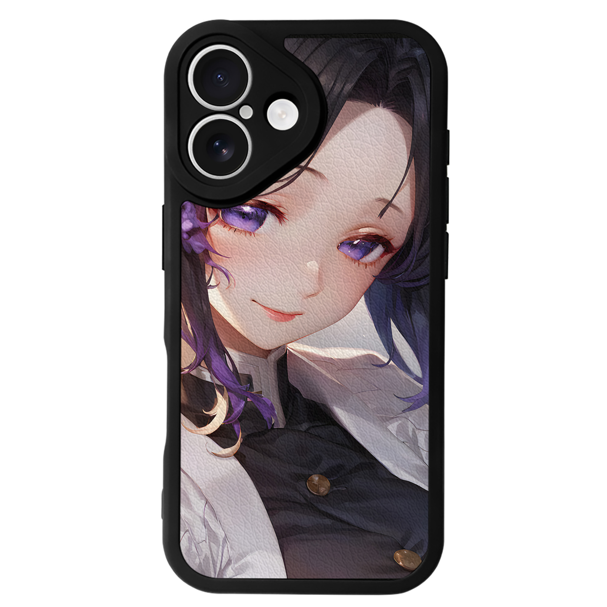 （画像用） 鬼滅の刃（きめつのやいば）蟲柱-胡蝶 しのぶ／こちょう しのぶ Kochou Shinobu 【iPhone 16シリーズ対応】シリコンスマホケース（レザー調） 材質：シリコン